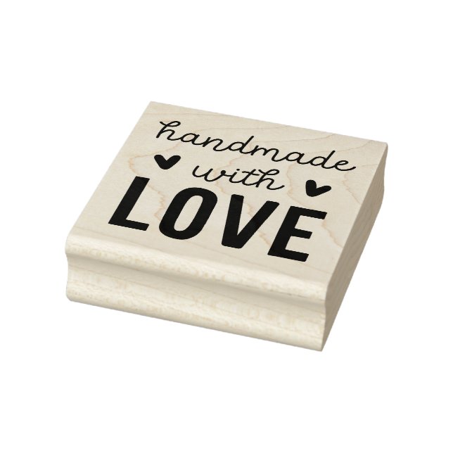 Handgefertigt mit Liebe Square Holzkunst Briefmark Gummistempel (Stempel)