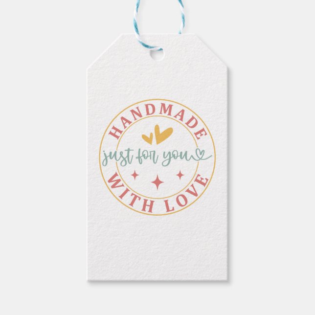 Handgefertigt mit Liebe Stickers | Nur für dich La Geschenkanhänger (Vorderseite)