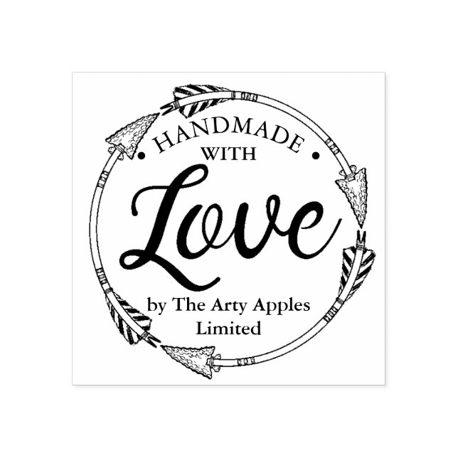 handgefertigt mit Liebe-Umschlag-Pfeil Gummistempel (Prägung)