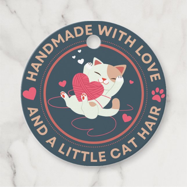 Handgefertigt mit Liebe und Katzenhaar - Geschenkm Geschenkanhänger (Vorderseite)