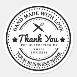 Handgefertigt mit Liebe | Vielen Dank | Bäckereiau Runder Aufkleber