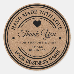handgefertigt mit Liebe   Vielen Dank für Ihr klas Runder Aufkleber
