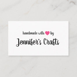 Handgefertigt mit Liebe von Creator Pink Heart Visitenkarte