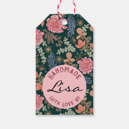 Handgefertigt mit Liebe von Elegant Rosa Blütenros Geschenkanhänger