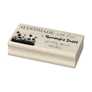 Handgefertigt mit Liebe von Ihnen mit eigenem Text Gummistempel