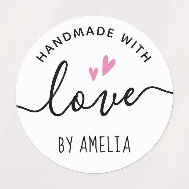 Handgefertigt mit Liebe von individuelle Name nied Etiketten (Design 1)