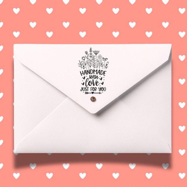 Handgefertigt mit Liebe Wildblume Gummistempel (Add a heartfelt touch to your crafts with our Hand Made with Love Wildflower Rubber Stamp.)