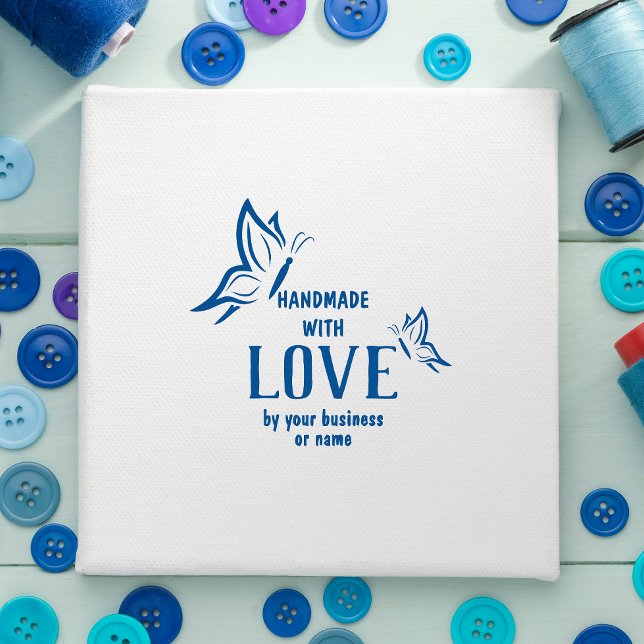 Handgefertigt mit Liebe Zitat mit Schmetterlingen Gummistempel (Von Creator hochgeladen)