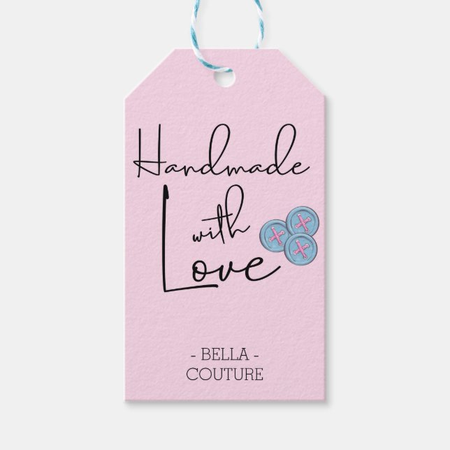 Handgefertigt mit Niedlichen Tasten der Liebe Rosa Geschenkanhänger (Vorderseite)