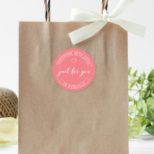 Handgefertigt mit Personalisierter Monogramm-Aufkl Runder Aufkleber