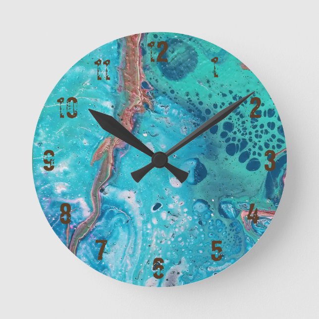 Handgefertigte abstrakte Malerei - Kook Art - Wall Runde Wanduhr (Vorderseite)