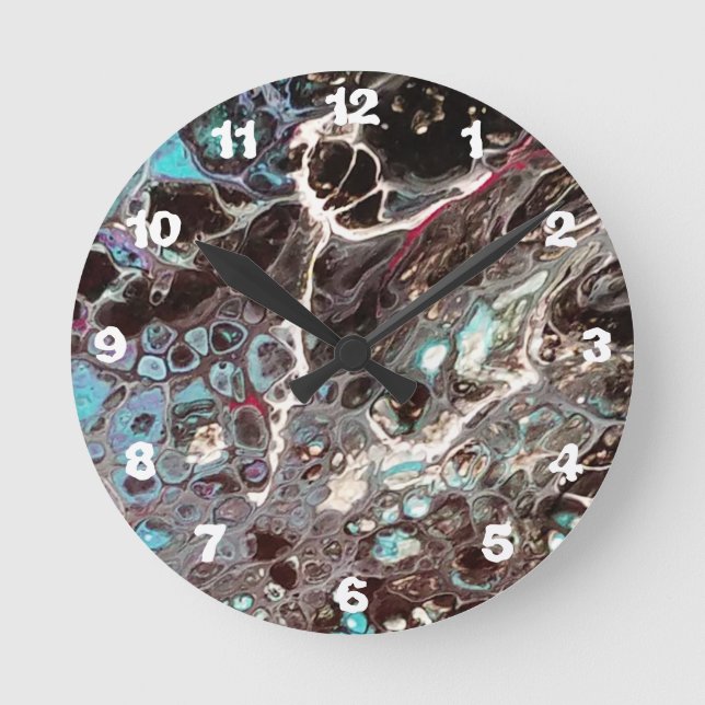 Handgefertigte abstrakte Malerei - Kook Art - Wall Runde Wanduhr (Vorderseite)