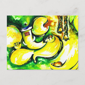 Handgefertigte Abstrakte Malerei von Lord Ganesha Postkarte