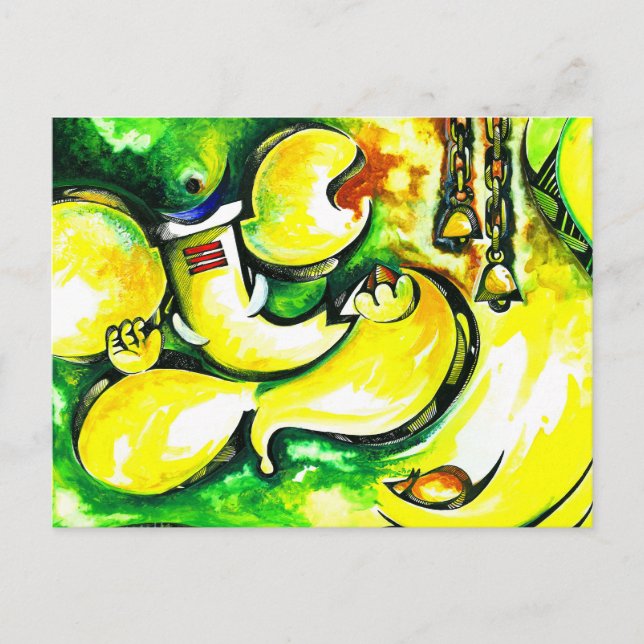 Handgefertigte Abstrakte Malerei von Lord Ganesha Postkarte (Vorderseite)