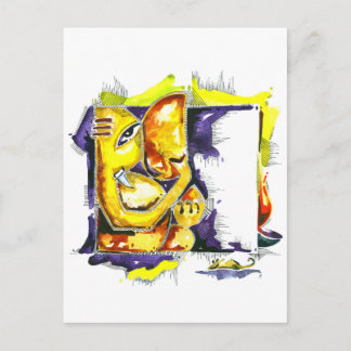 Handgefertigte Abstrakte Malerei von Lord Ganesha Postkarte