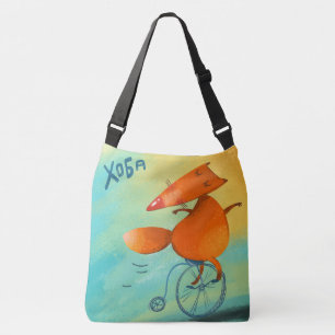 Handgefertigte Aquarellfarben Funny Fox Tragetaschen Mit Langen Trägern