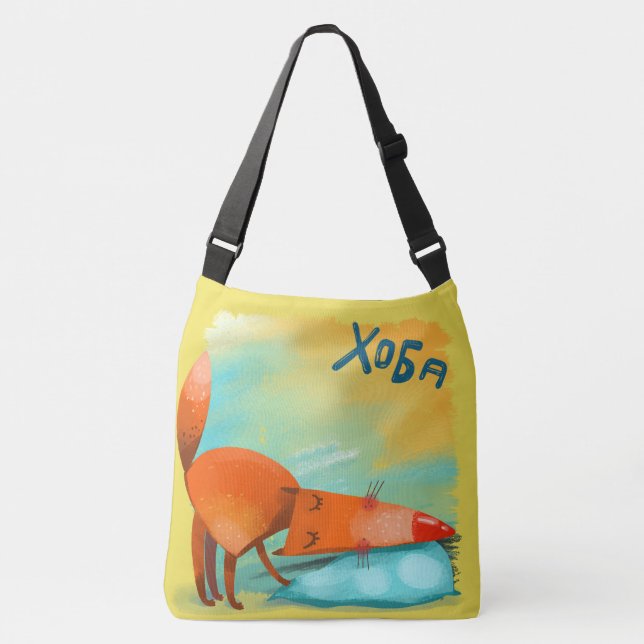 Handgefertigte Aquarellfarben Funny Fox Tragetaschen Mit Langen Trägern (Vorderseite)