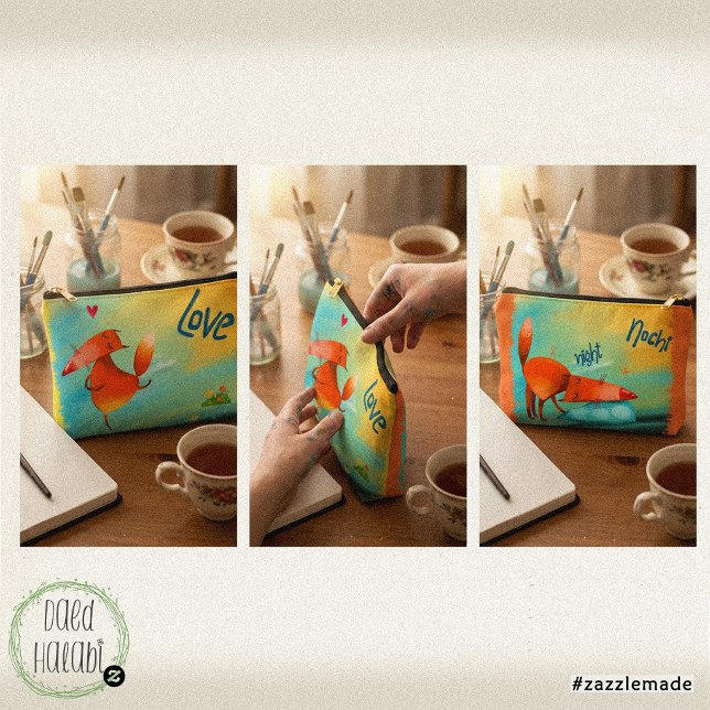 Handgefertigte Aquarellfarben Funny Fox Zubehörtasche (Handcrafted Watercolor Funny Fox Accessory Pouch)