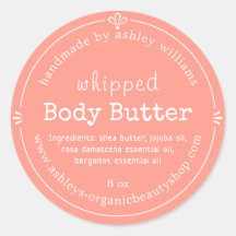 Handgefertigte Bio Body Butter Etikett Rosa