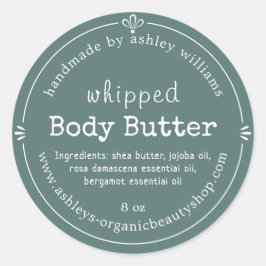 Handgefertigte Bio Body Butter Label Grün Runder Aufkleber