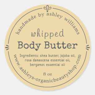 Handgefertigte Bio Body Butter Runder Aufkleber