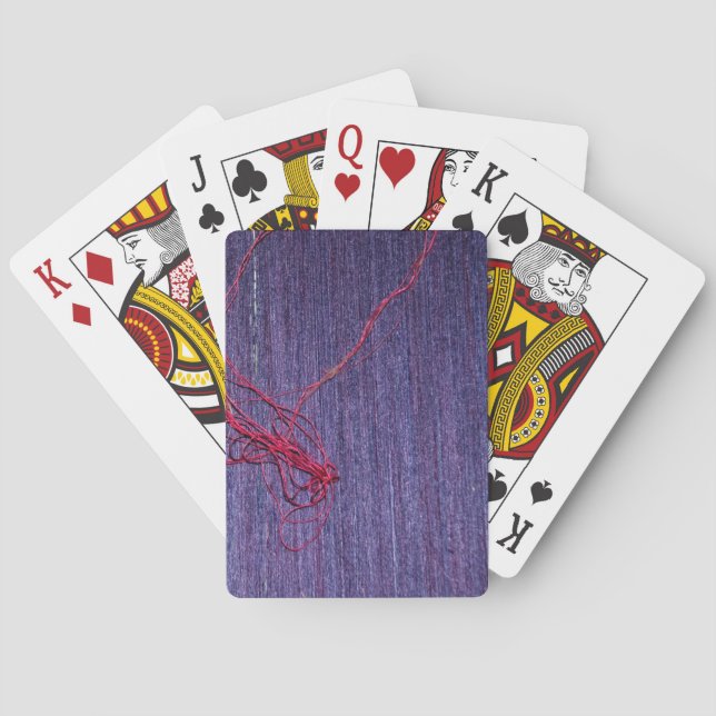 Handgefertigte blauthailändische Seide mit rotem T Spielkarten (Rückseite)