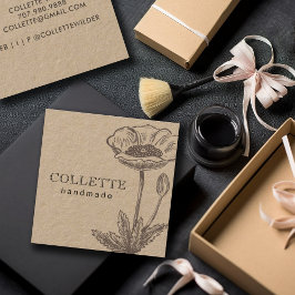 Handgefertigte Blume Logo Kraft Quadratische Visitenkarte