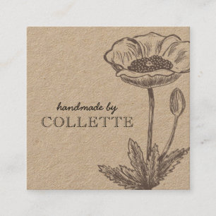 Handgefertigte Blume Logo Kraft Quadratische Visitenkarte