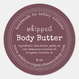 Handgefertigte Body Butter Bio Business Burgund Runder Aufkleber