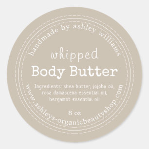 Handgefertigte Body Butter Bio Business Grau Runder Aufkleber
