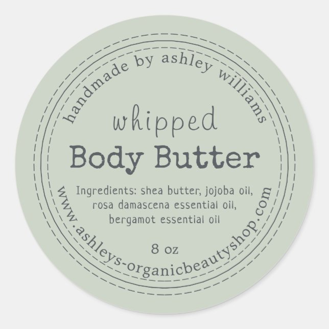 Handgefertigte Body Butter Bio Business Pastell Gr Runder Aufkleber (Vorderseite)