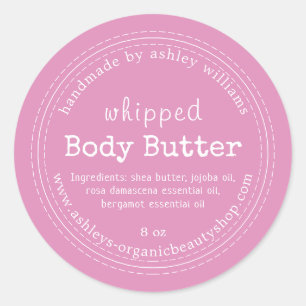 Handgefertigte Body Butter Bio Business Pink Class Runder Aufkleber