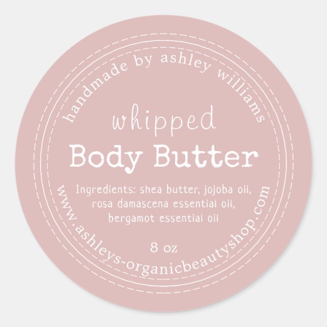 Handgefertigte Body Butter Bio Business Silver Pin Runder Aufkleber (Vorderseite)