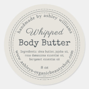 Handgefertigte Body Butter Graues Bio Business-Lab Runder Aufkleber