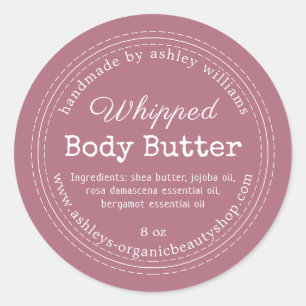 Handgefertigte Body Butter Lila Bio Jay Label Runder Aufkleber
