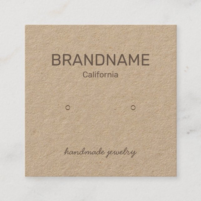 Handgefertigte einfache Ohrringe-Display-Card-Logo Quadratische Visitenkarte (Vorderseite)