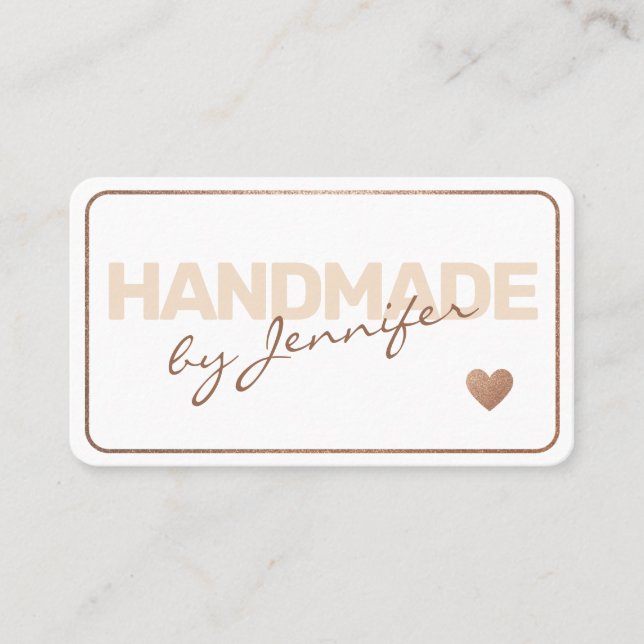 Handgefertigte Elegante einfache Rose Gold Style H Visitenkarte (Vorderseite)