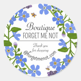 Handgefertigte Firmenlabels, blau florale Aufklebe Runder Aufkleber
