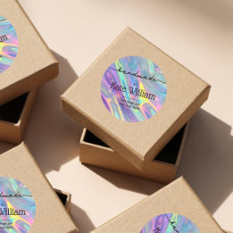 Handgefertigte holografische Rücksendeadresse Runder Aufkleber