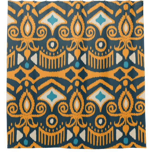 Handgefertigte Ikat-Gewebe. Ethnische nahtlose Mus Duschvorhang (Vorderseite)
