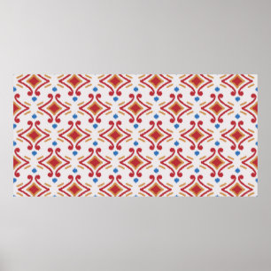 Handgefertigte Ikat-Gewebe. Ethnische nahtlose Mus Poster