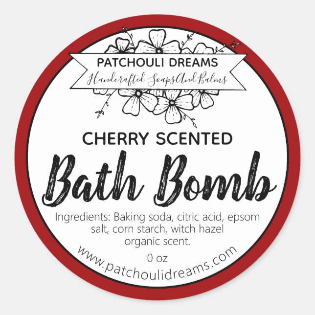 Handgefertigte, individuell anpassbare Kherry-Bath Runder Aufkleber (Vorderseite)