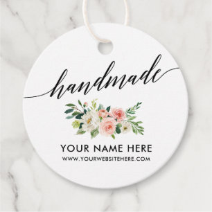 Handgefertigte Kalligrafie Pink White Floral R Geschenkanhänger