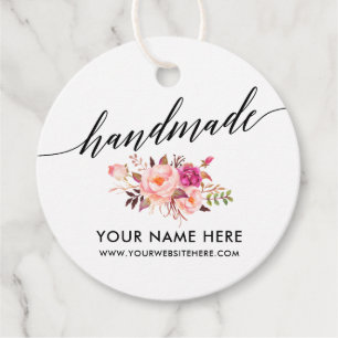Handgefertigte Kalligrafie Watercolor Pink Floral  Geschenkanhänger