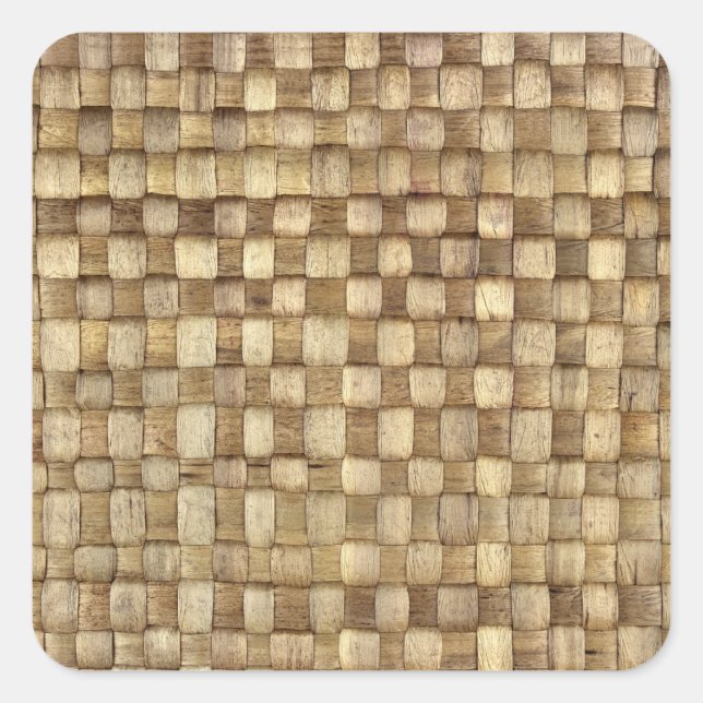 Handgefertigte Körbe Nahtlose Textur Quadratischer Aufkleber (Vorderseite)