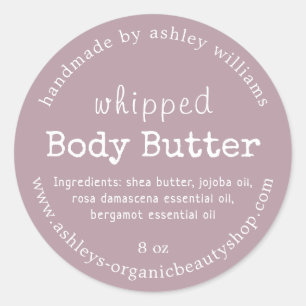 Handgefertigte Körperbutter Bio Geschäft Mauve Runder Aufkleber