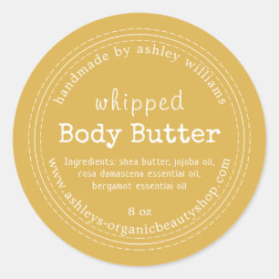 Handgefertigte Körperbutter Bio Unternehmen Gelber Runder Aufkleber