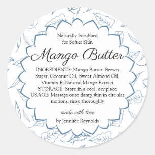 Handgefertigte Körperbutter Organische Mango Runder Aufkleber