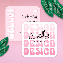 Handgefertigte Kreuzer-Designs Künstler Retro Rosa Quadratische Visitenkarte