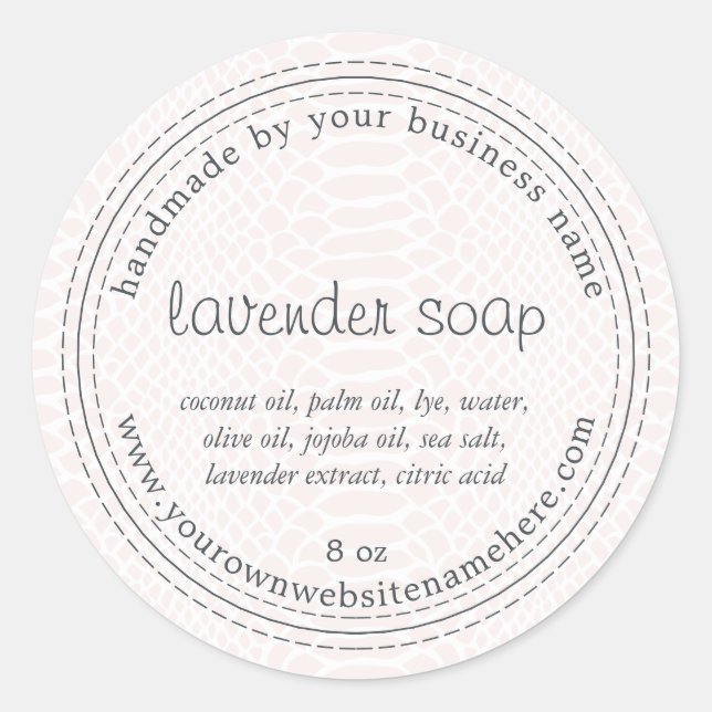 Handgefertigte Lavendel Soap Pink Snake Muster Runder Aufkleber (Vorderseite)